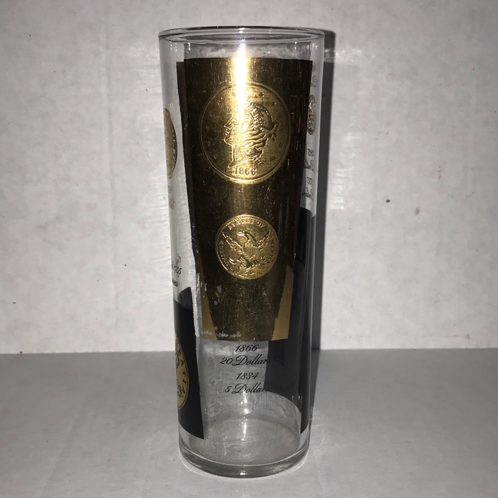 Gold Coin Design Glass Tumbler